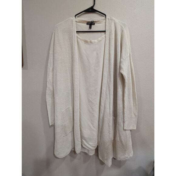 Women's two piece cream color shell and sweater set by Eileen Fisher size M - Picture 1 of 7